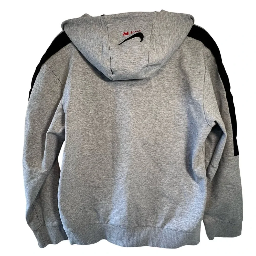 Nike Air Kids‎ Full Zip Hoodie Heather Gray Black Stripe Sweatshirt XL